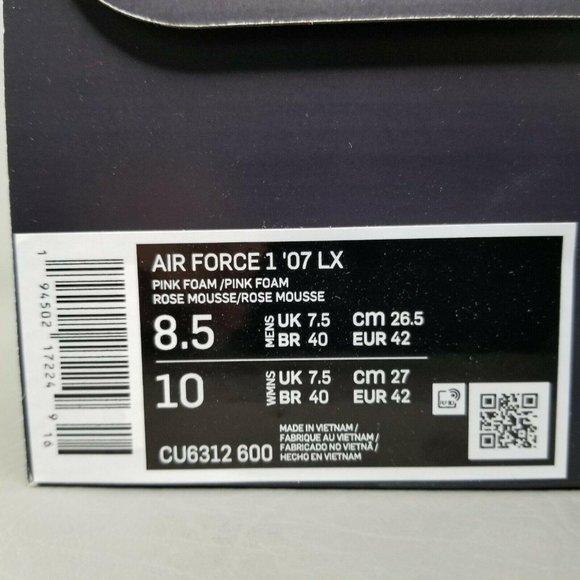 Nike Air Force 1 07 LX Pink Bag Athletic Shoes 8.5 - Picture 10 of 11